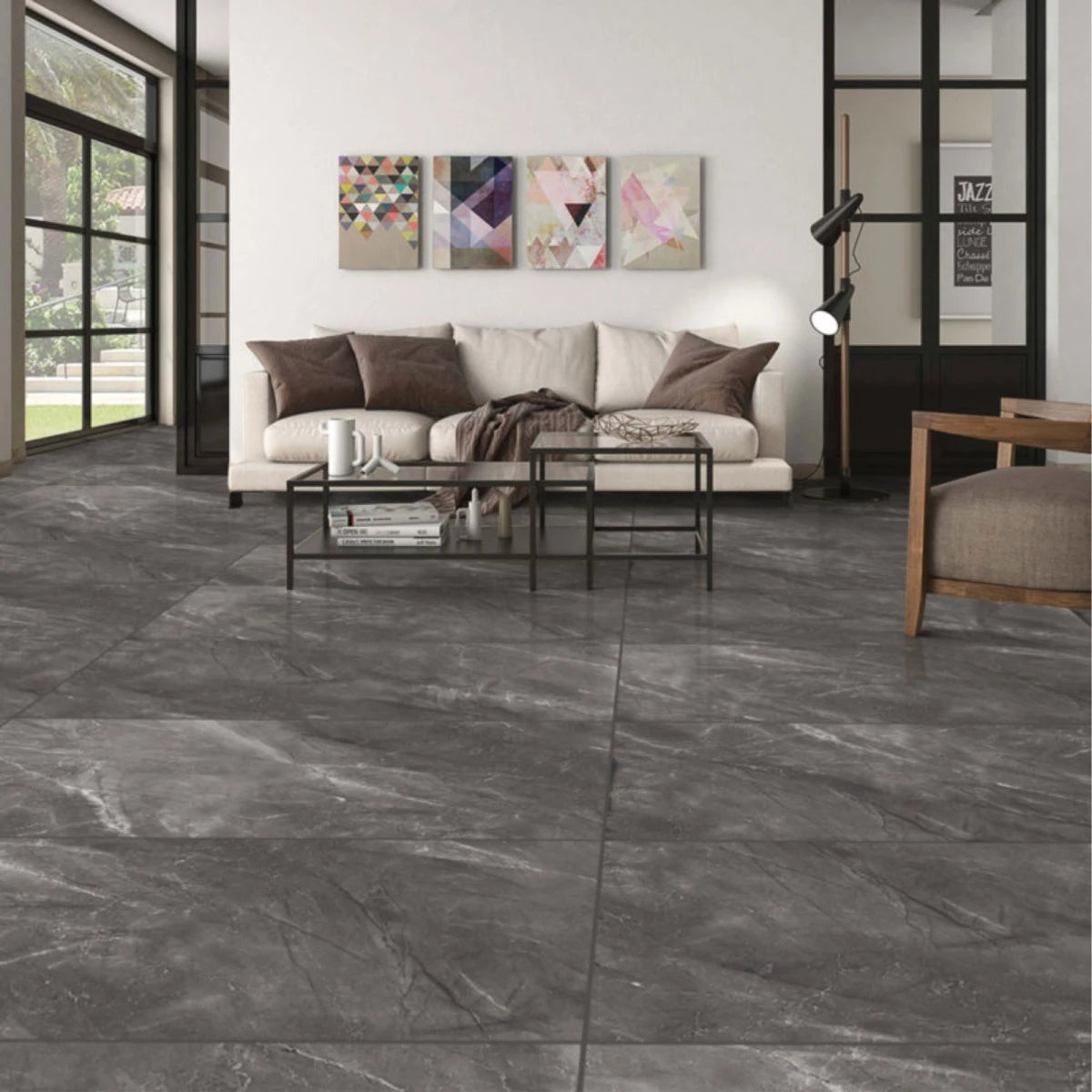 Venezia Nero Matt 60 x 120 cm Boden- und Wandfliese (VPE 1,44 m²)