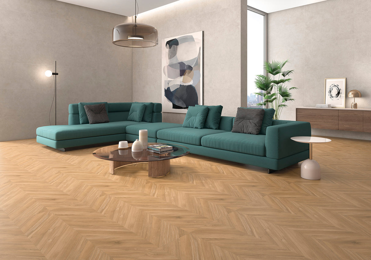 Ebony Miel Fischgrätfliesen 60 x 120 cm Boden- und Wandfliese (VPE 1,44 m²)