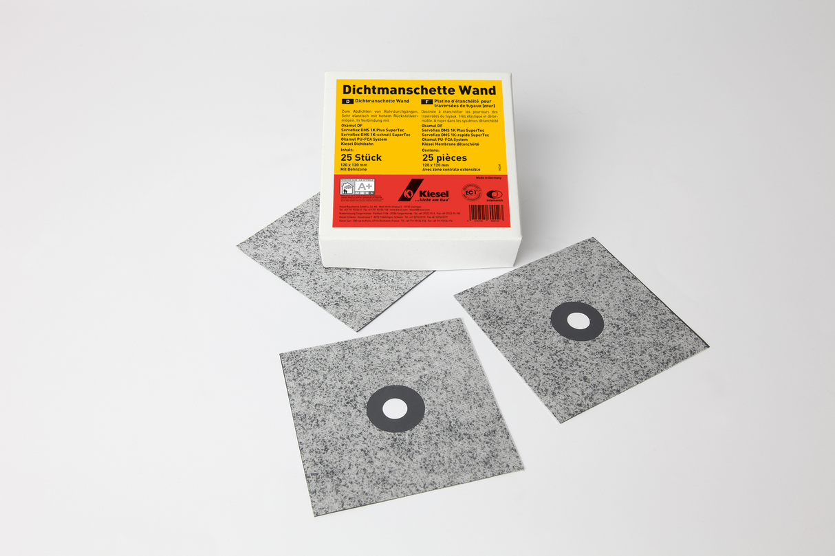 Kiesel Dichtmanschette „Wand“ – 12 mm Durchmesser - Elastische Dehnzonenmanschette, beidseitig vlieskaschiert (20–40 mm)