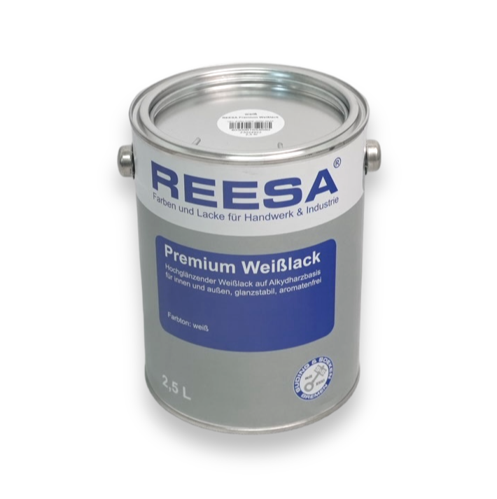 REESA Premium Weißlack 2,5 L – Hochglänzender Alkydharzlack für Innen & Außen