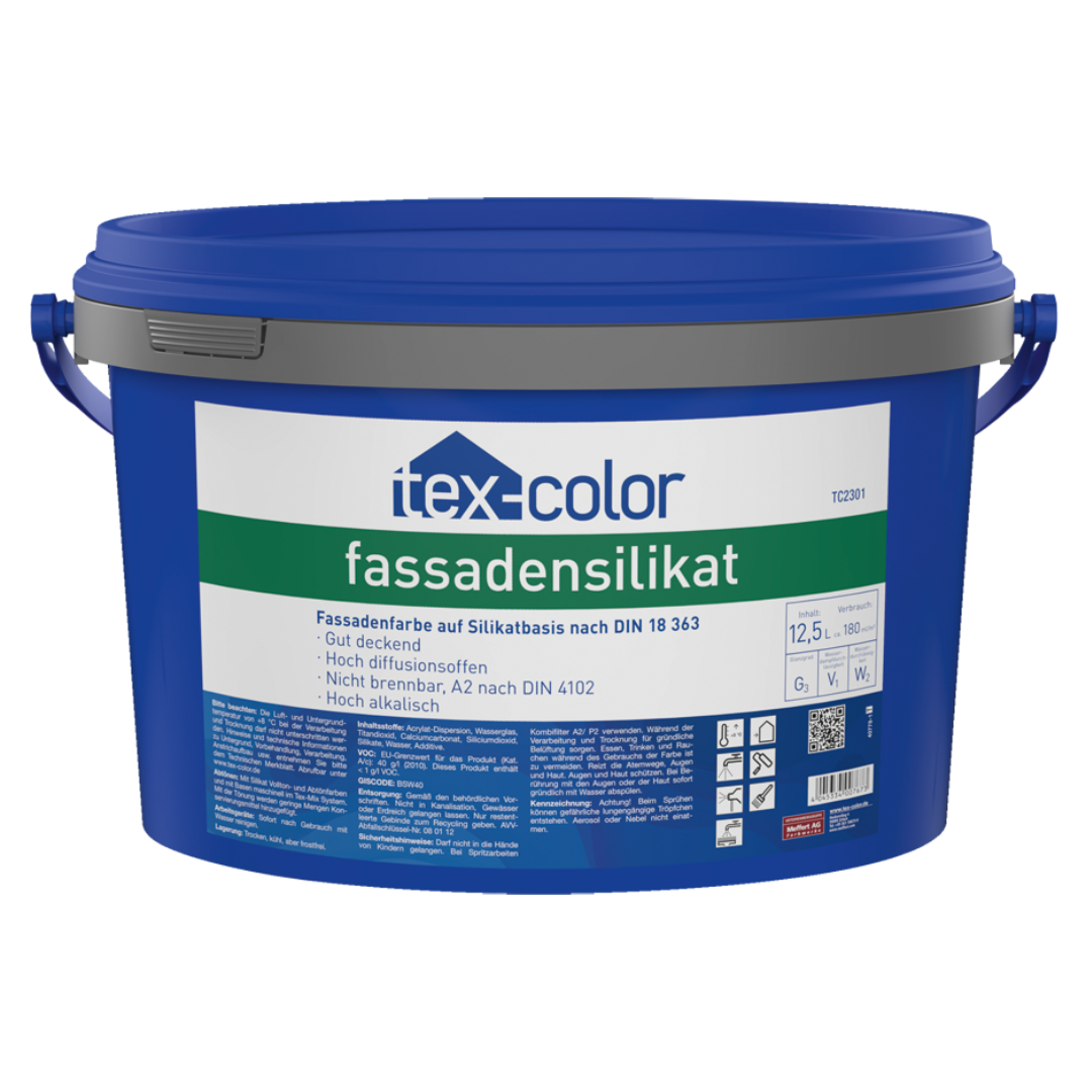 Tex-Color Fassadensilikat 12,5 L – Hochwertige Silikatfarbe für langlebige Fassaden
