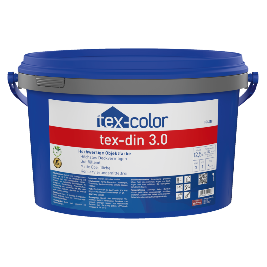 Tex-Color Tex-Din 3.0 – 12,5 L | Hochdeckende Wandfarbe für Innenräume