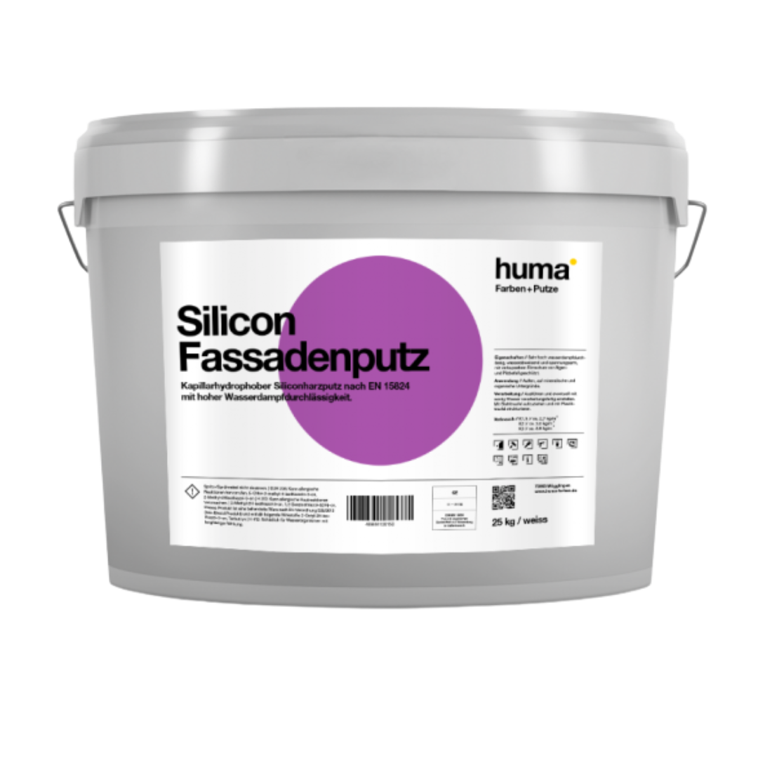 huma Silicon Kornputz Weiß 25 kg – Wasserabweisender, diffusionsoffener Fassadenputz