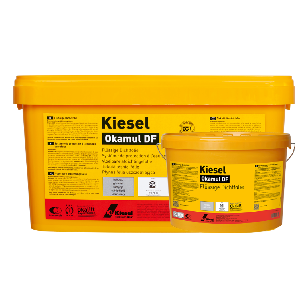 Kiesel Okamul DF – Schnell trocknende, lösemittelfreie Dichtfolie für Feucht- & Nassräume