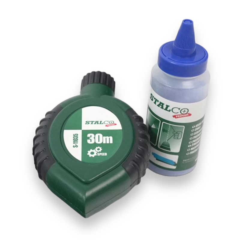 Schlagschnur Set mit Kreide – 30 m | Robustes Schlagschnurgerät mit schneller Aufwicklung