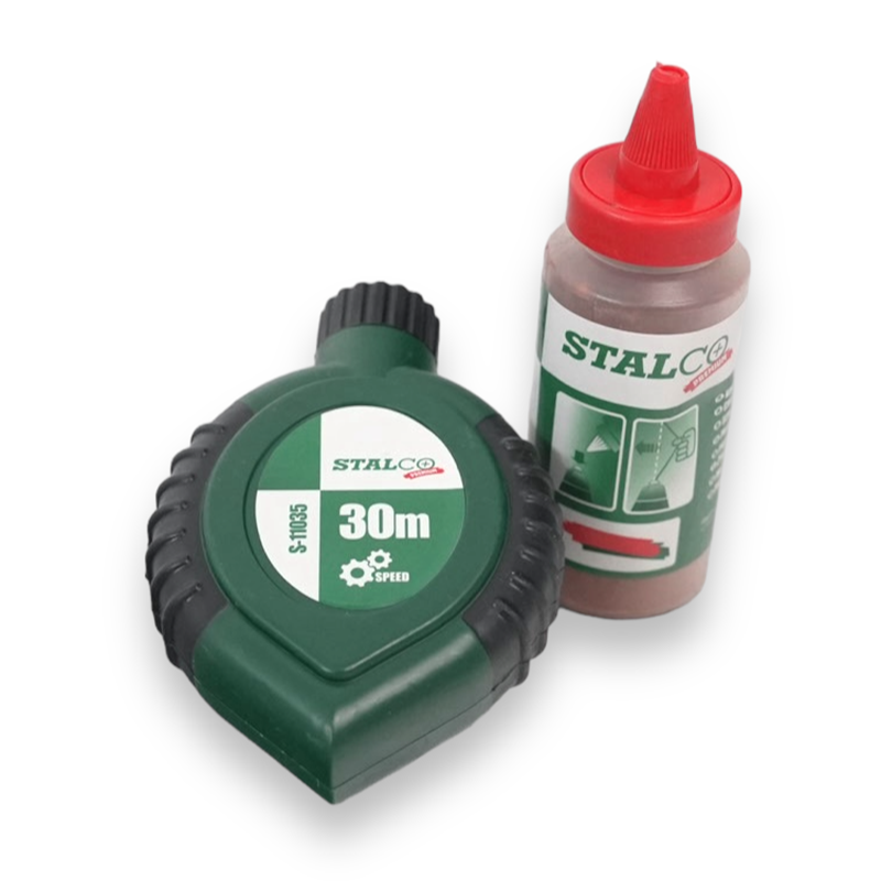 Schlagschnur Set mit Kreide – 30 m | Robustes Schlagschnurgerät mit schneller Aufwicklung