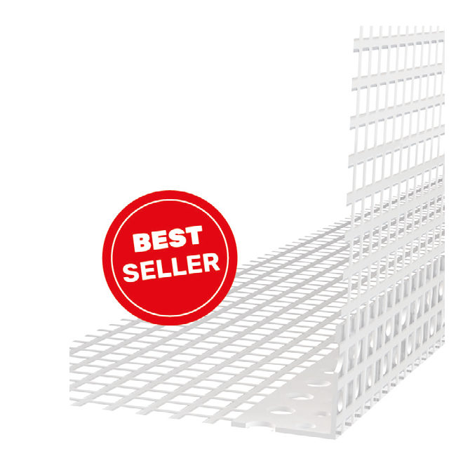 Eckprofilwinkel PVC mit VWS-Gewebe 10 x 15 cm | Stabiler Kantenschutz für WDVS & Putzsysteme