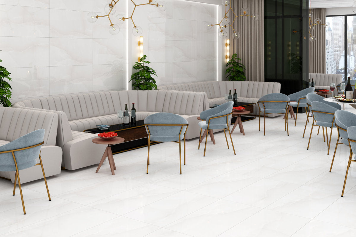 Onyx White Poliert 60 x 120 cm Boden- und Wandfliese (VPE 1,44 m²)