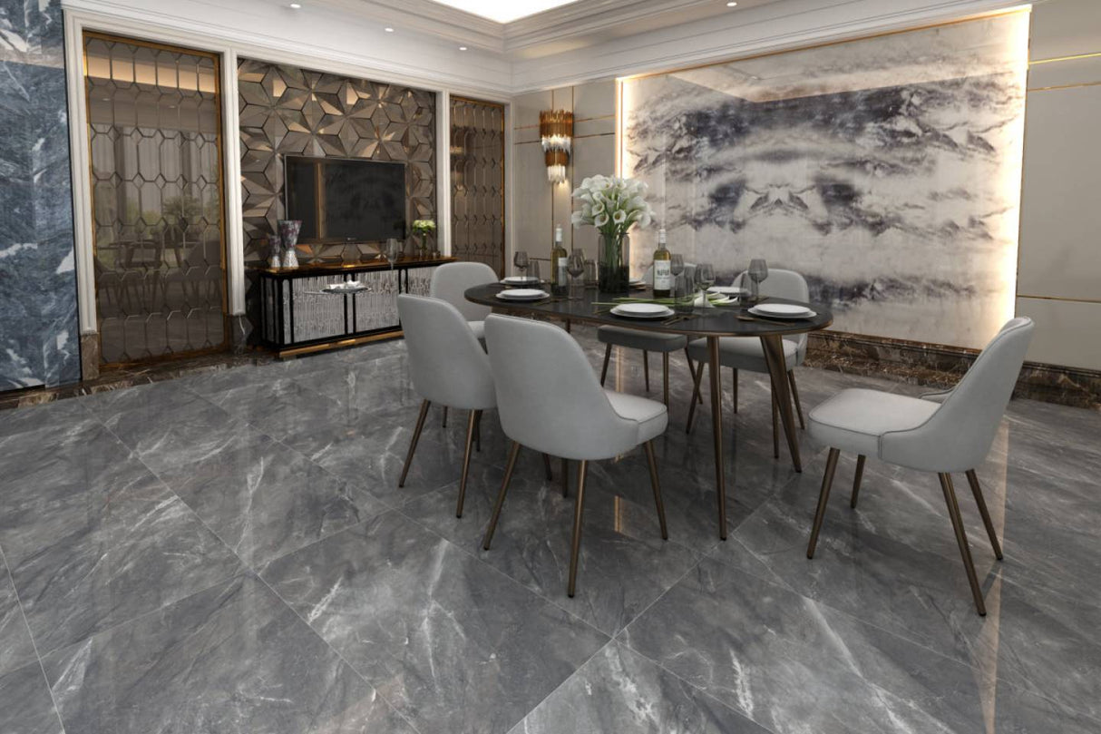 Venezia Nero Poliert 60 x 120 cm Boden- und Wandfliese (VPE 1,44 m²)