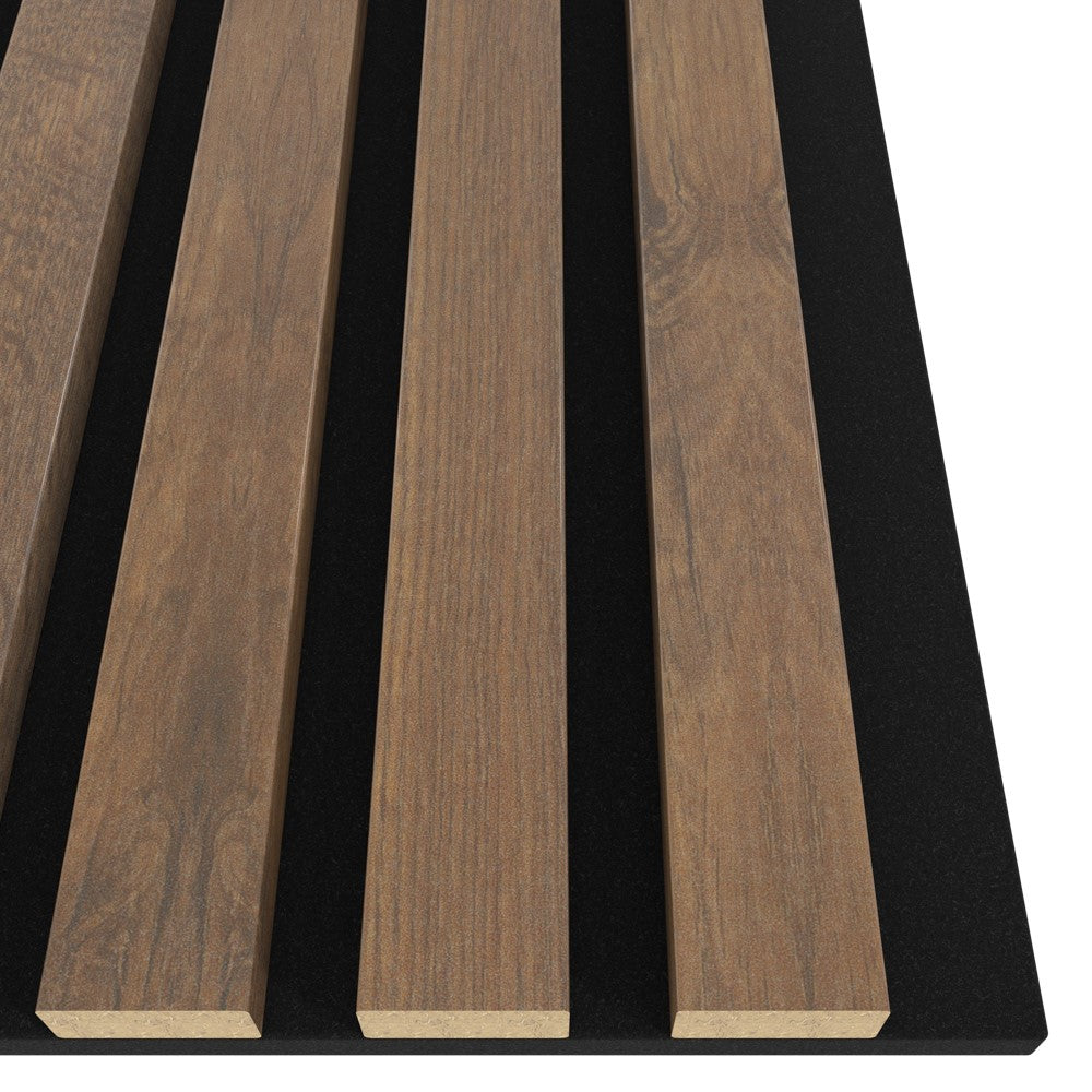 Akustikpaneel Livingstone Tabakeiche MDF schwarzer Filz 2750 x 600 x 21 mm