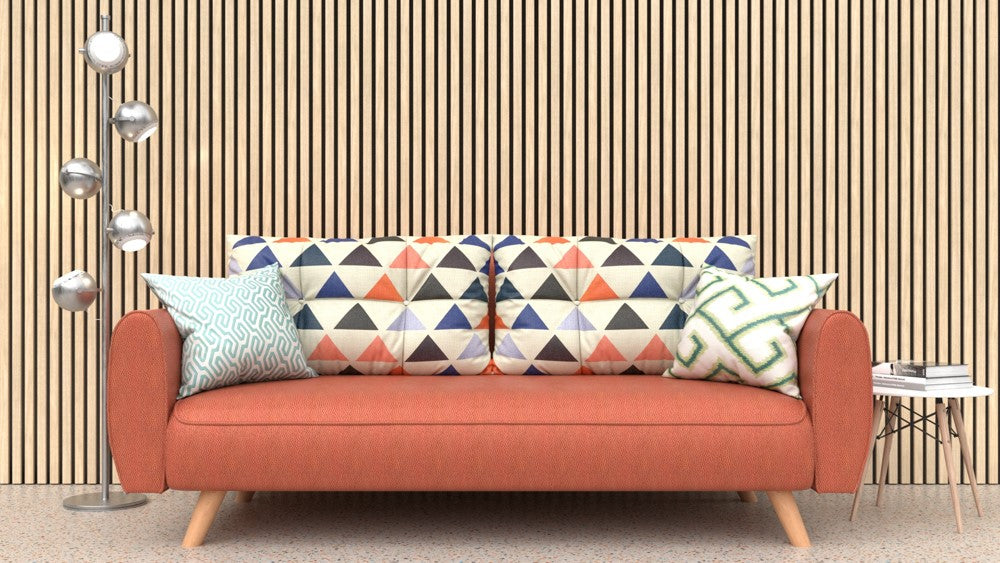 Akustikpaneel Graue Eiche MDF schwarzer Filz 2750 x 600 x 21 mm