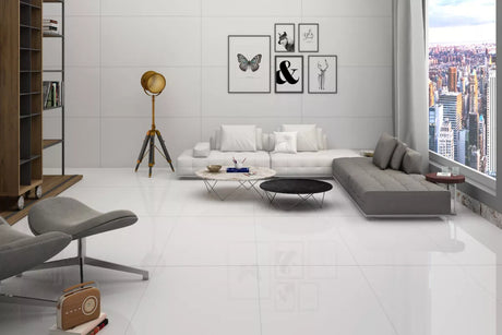 Super White Poliert 60 x 120 cm Boden- und Wandfliese (VPE 1,44 m²)